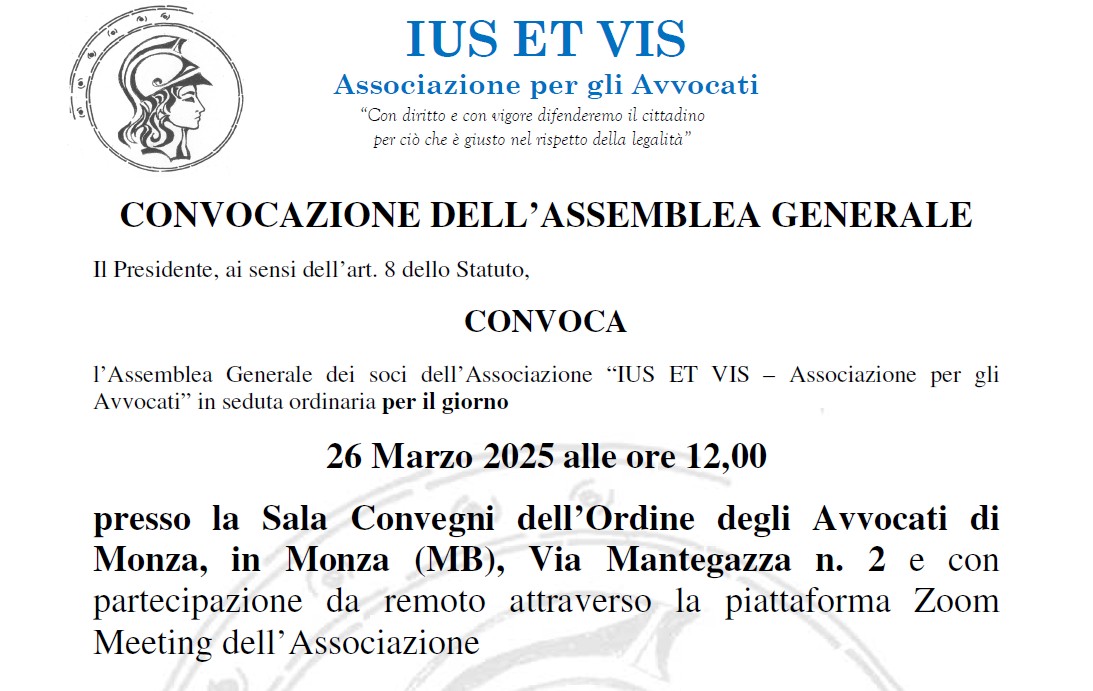 26/03/2025 - Convocazione Assemblea Generale